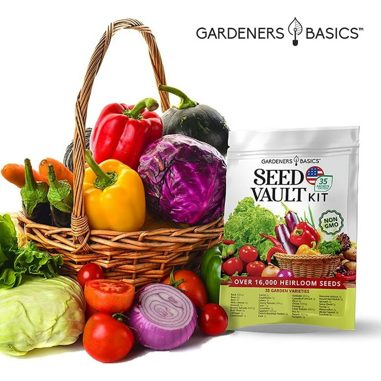 Survival Vegetable Seeds Garden Kit Over 16,000 Seeds Non-GMO and