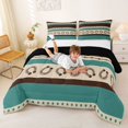 thumbnail image 4 of jejeloiu Rustic Western Horseshoe Full Size Comforter Sets Kids,Vintage Cowboy Print Bedding Sets,Reversible,3-Piece, 4 of 8
