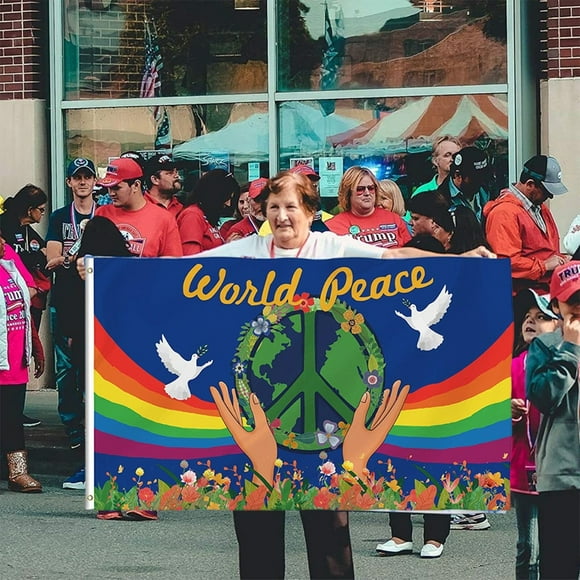Polyester Large Banners,World Peace Flag Polyester World Peace Flag Fade Resistant Flags Optimized for Excellence
