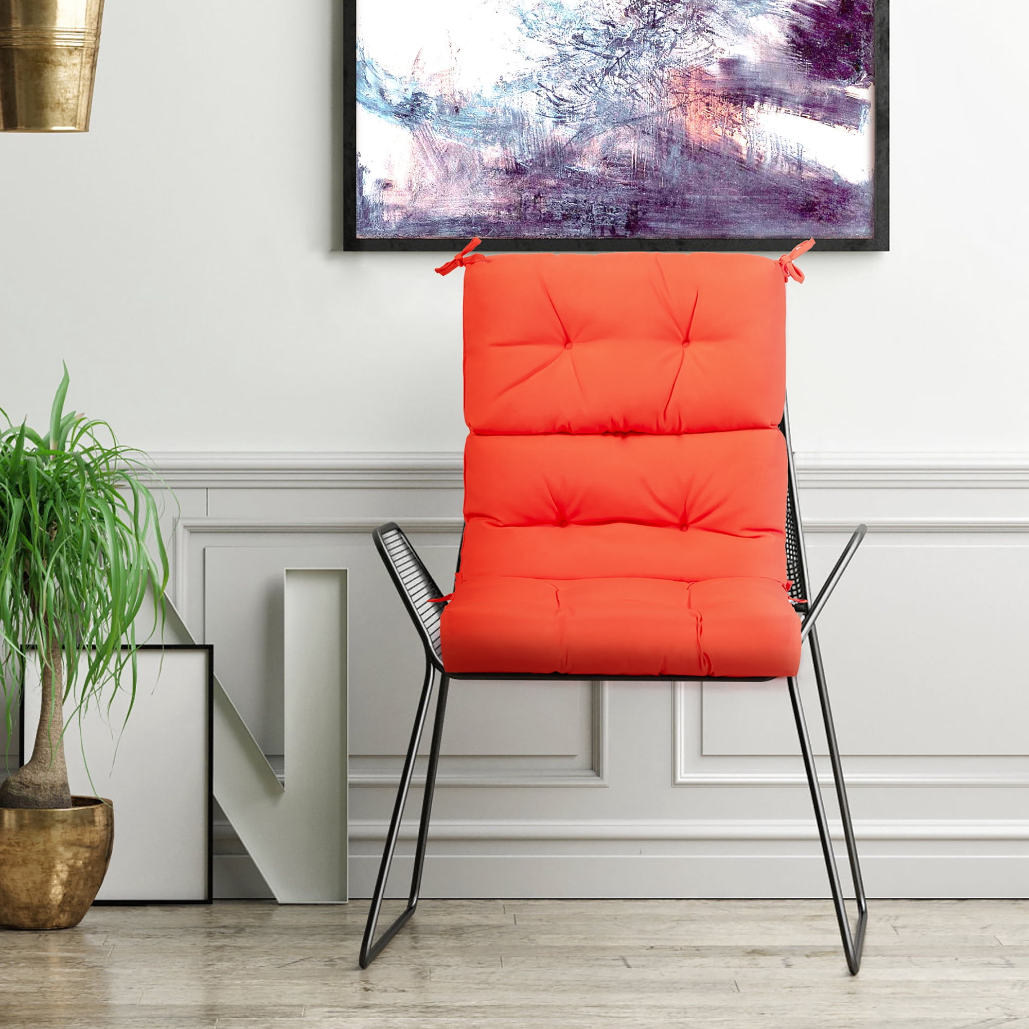 Costway 22''x44'' Back Chair Cushion Tufted Pillow Patio Seating Pad Orange