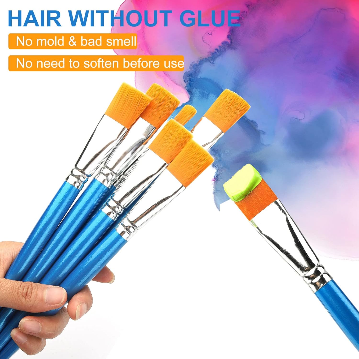 0.78 inch Flat Paint Brushes for Acrylic Painting, 32 Pieces Large Acrylic Paint Brushes Bulk for Acrylic, Watercolor, Oil, Crafts, Face Body Art
