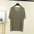 thumbnail image 5 of MORESEC Women Plus Size V Neck Short Sleeve T-Shirt Casual Loose Fit Tee Shirt Solid Color Tops Everyday Comfort Wear Summer Fashion Clothes, Green XL, 5 of 5