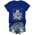 thumbnail image 6 of Akiihool Linen Shirts for Women Summer Plus Size Halloween Shirts for Women Pumpkin Graphic Tshirt Fall Casual Short Sleeve Tee Tops Blue,M, 6 of 8