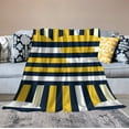 thumbnail image 6 of Blanket Yellow and Navy Blue Nautical Stripe Soft Throw Blanket Modern Luxurious Warm and Cozy for Couch Sofa Bed Office Gift for Valentine Mother Father Couple 50"x60" Suitable for All Season, 6 of 6