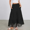 thumbnail image 2 of Tfken Summer Skirts For Women Low Waist Solid Color A Line Long Skirts Fashion Casual Daily Wear Female Comfortable Clothes Black, 2 of 4