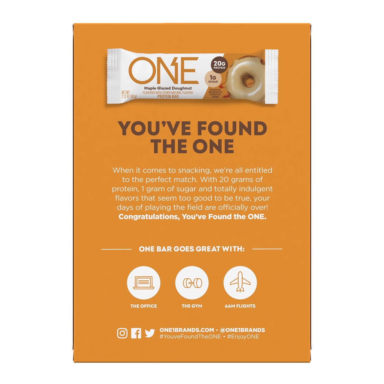 ONE Brands Protein Bar, Maple Glazed Doughnut, 20g Protein, 4 Count