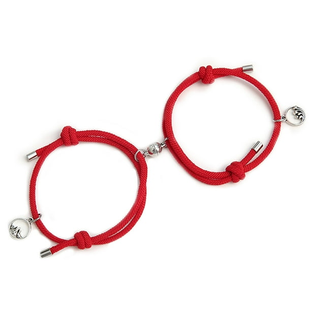 Par de Pulseras para Pareja de Amor Eterno con Imanes Ajustable Charm: Mar y Ola GOLD SHIELD Pulsera para parejas iman de neodimio