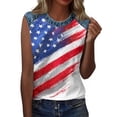 thumbnail image 6 of Tank Tops for Women Patriotic Print Round Neck Sleeveless Shirts Casual Loose Fit Trendy Star Stripe Camisole Blouse White S, 6 of 6