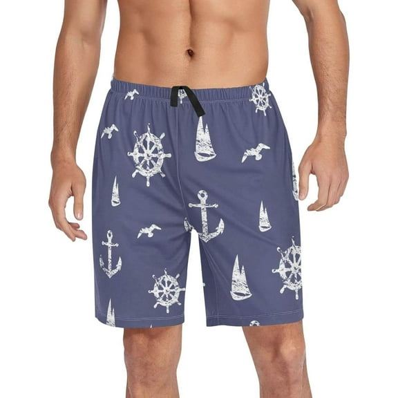 GZHJMY Anchor Pajama Pants Short for Men, Lounge Pants Lightweight Men Pajama Bottoms with Drawstring Pockets, Christmas New Year Birthday Gifts, Medium
