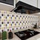thumbnail image 5 of Mosaico de azulejos de membrana cúbica esmerilada, adhesivo de pared decorativo e impermeable para bricolaje., 5 of 5