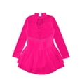 thumbnail image 6 of YONGHS Girls Glittery Long Sleeve Ice Skating Dress Kids Leotard Ballet Dance Competition Costumes Hot Pink 8, 6 of 7