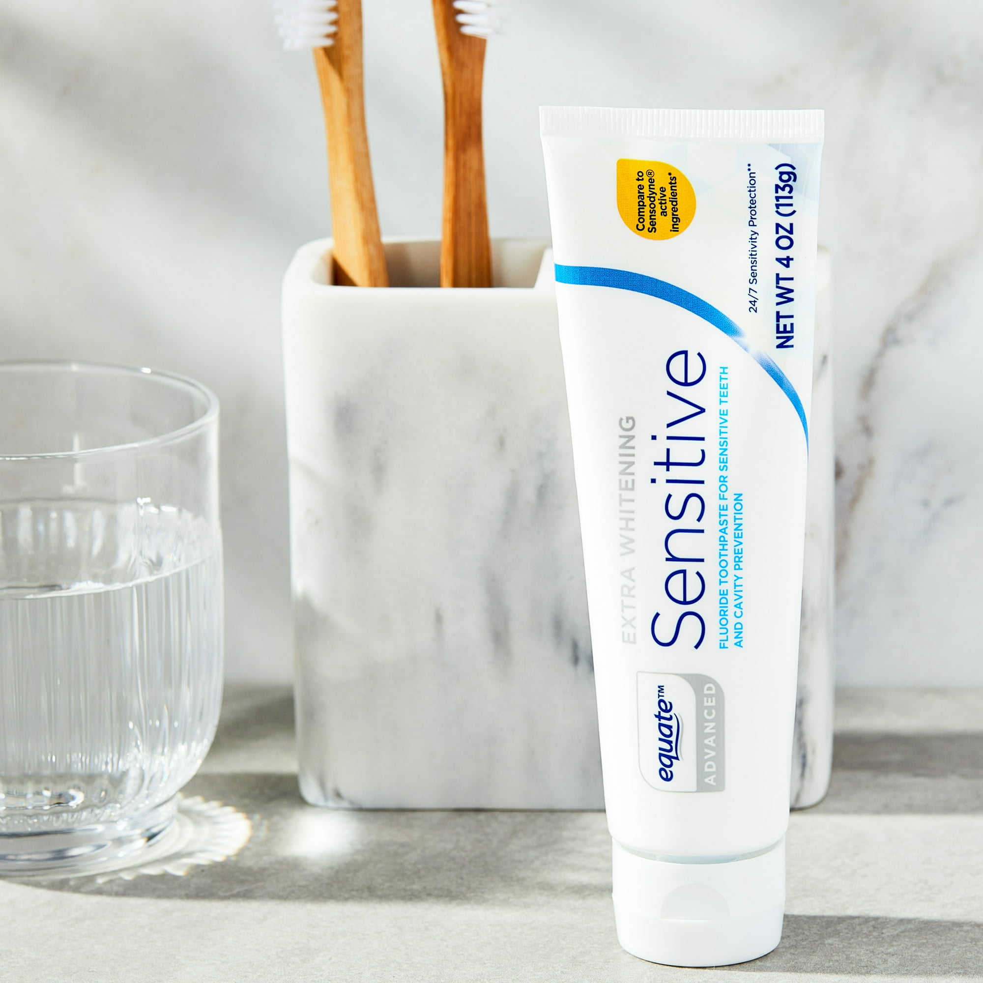 Equate Extra Whitening Sensitive Toothpaste, 4 oz, Compare to Sensodyne® Active Ingredients (2 Pack)