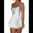 thumbnail image 1 of Mono Elegante de Satén para Mujer, de Verano, Sin Mangas, con Espalda Descubierta, Tirantes Finos y . S, 1 of 8