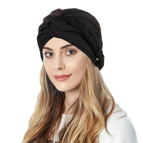 Tittly Bandanas for Women Head Scarf Women Braid Turban Hats Hat Cap Hair Bonnet Head Scarf Wrap Cover Bandana Turbans for Women Black One Size