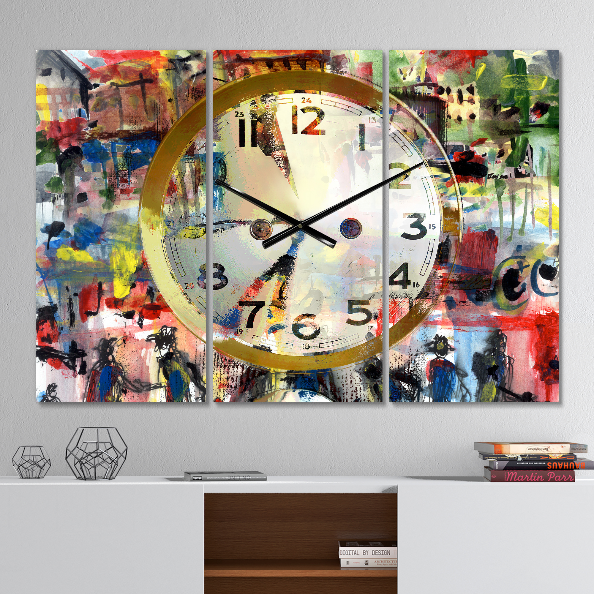Designart 'People and Time Acrylic Watercolor' Modern wall clock