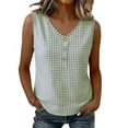 thumbnail image 2 of Xdegoge Womens Checkered Henley Tank Tops Sleeveless V Neck Shirt Partial Button Down Blouse Summer Casual Vest Classic Gingham Pattern Lightweight Fashion Tee Apparel, 2 of 7