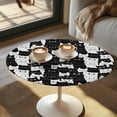 thumbnail image 2 of SEANATIVE 4 PCS Small Round Table Top Cover Stretch Fitted Cocktail Tablecloths with Elastic Edges Highboy Table Cloth Table Decor Protectors for 24 Inch Round Tables, Cute Cat Black White, 2 of 7