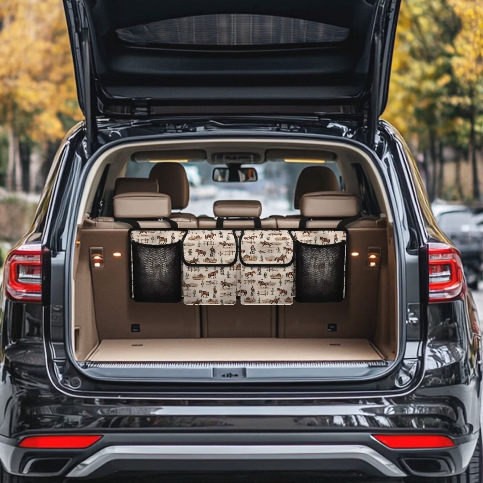KUIFORTI Trunk Organizer Oxford Cloth American Striped Car Storage Organizer Keep the Car Clean and Tidy Washable Car Trunk Organizers for Women, Easy to Install and Clean