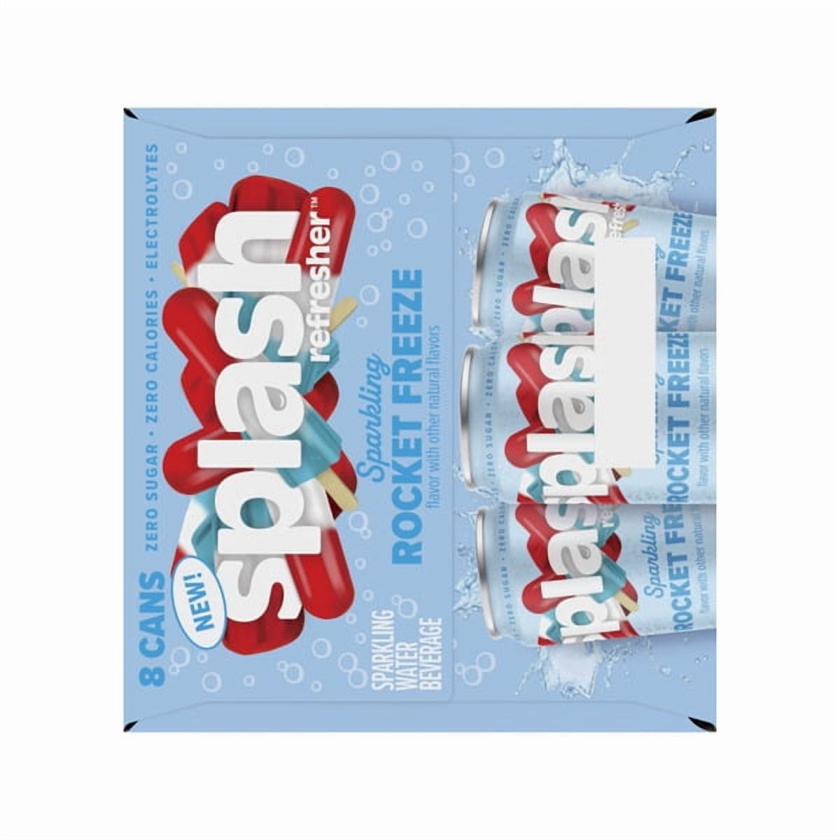 SPLASH Refresher Sparkling Water – Rocket Freeze Flavor, 24-Pack 12oz Can 12oz Can