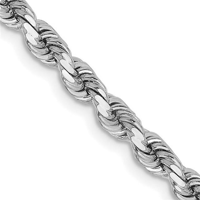 Quality Gold 027W-18 14K White Gold 3.75 mm Diamond-Cut Rope with Lobster 18 in. Clasp Chain