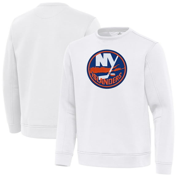 Men's Antigua White New York Islanders Relevant Lightweight Pullover Sweatshirt