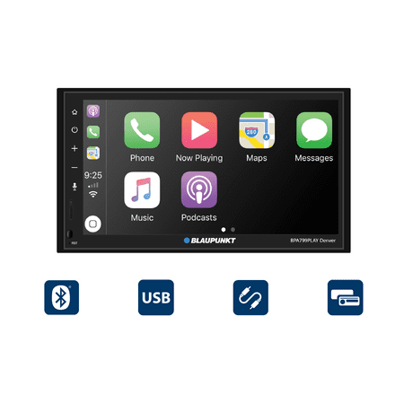 Blaupunkt Denver BPA799PLAY Receiver with 6.8  Touch Screen Display/Apple CarPlay/Android Auto/Built-in Bluetooth/Siri Eyes Free +