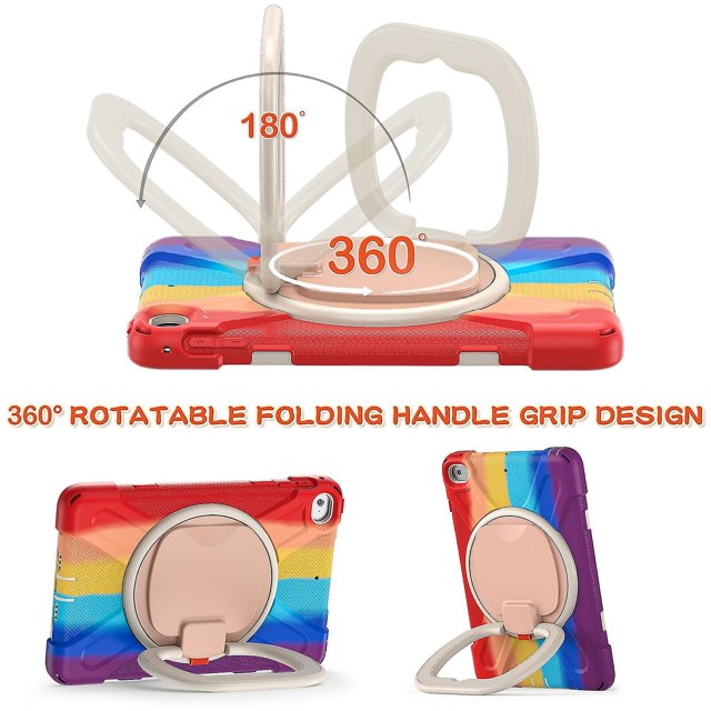 Funda a juego para iPad Mini 4/5 con correa para el hombro, soporte de anilla ajustable grande, portalápices y protección contra golpes.