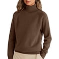thumbnail image 2 of Turtleneck Sweaters for Women Long Sleeve Pullover Tops Lightweight Cozy Warm Knitted Jumper Winter, Coffee XL, 2 of 5