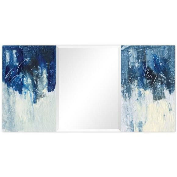 Miroir Biseauté Rectangulaire Ciel Bleu sur Verre d'Art Trempé Imprimé Flottant Libre