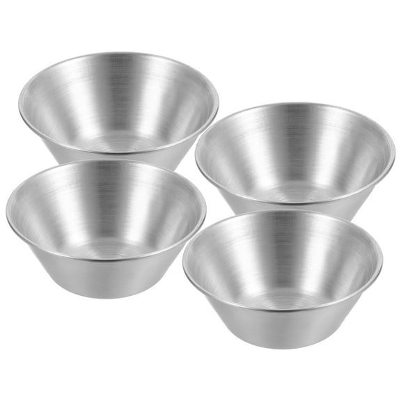 AURARMLET Stainless Steel Sauce Cups Silver Outdoor Use Easy to Clean 4Pcs
