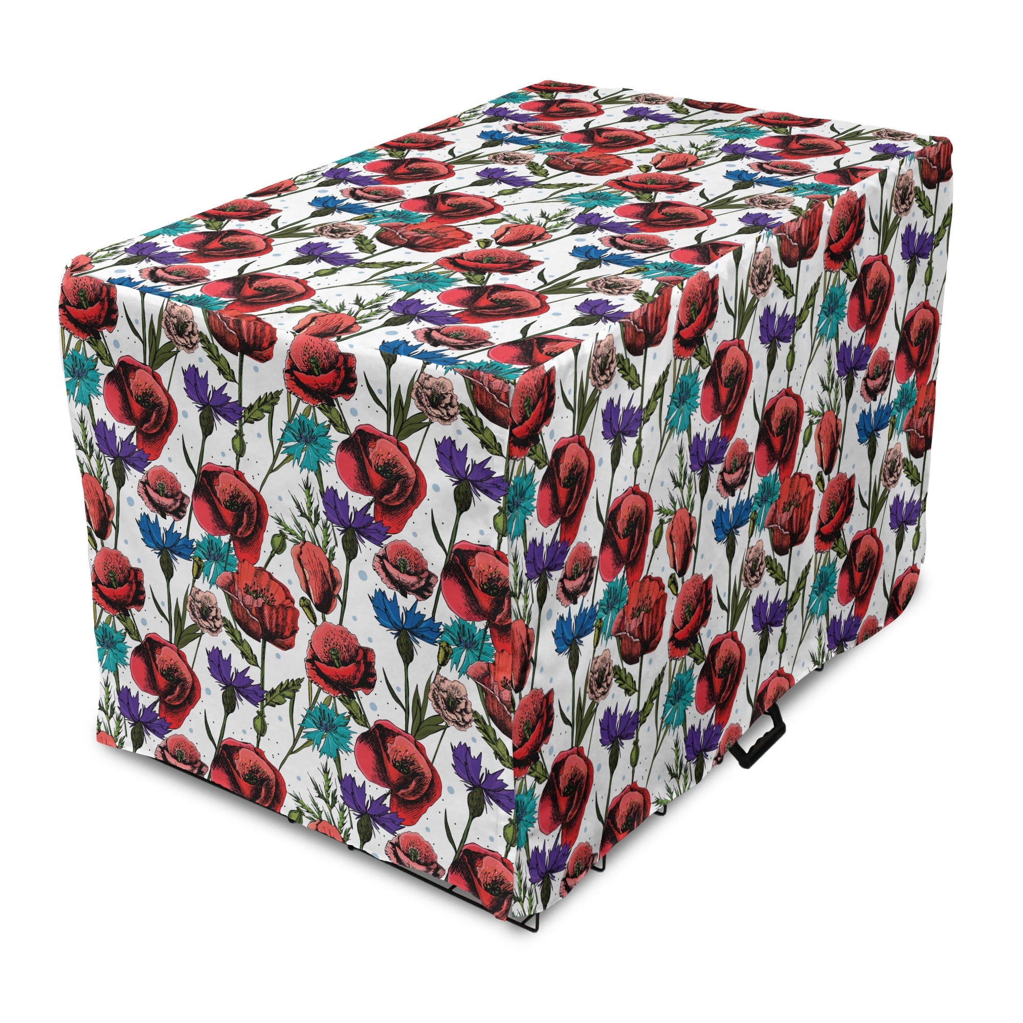 Botanical Dog Crate Cover, Print of Meadow Beauty Along Poppy