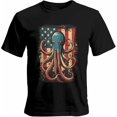 thumbnail image 1 of Camisetas para hombre, estilo retro con bandera estadounidense, de manga corta, informales, con gráficos para adolescentes, niños y hombres., 1 of 8