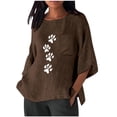 thumbnail image 2 of Gamivast Womens Tops Tees & Blouses Paw Print Loose Fit Boat Neck 3/4 Sleeve Tops Casual Tops Pocket Texture Summer Daily Vacation Outfits, 2 of 7