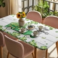 thumbnail image 3 of St. Patrick's Day Table Cloths for 4 Foot Rectangle Tables, Green Shamrocks Truck Farmhouse Wood Patio Waterproof Elastic Fitted Tablecloths, Washable Rectangular Table Cover for Camping, 3 of 8