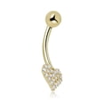 thumbnail image 2 of AVORA 10K Yellow Gold Simulated Diamond CZ Pave Heart Belly Button Ring Body Jewelry (14 Gauge), 2 of 5