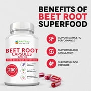 Beet Root Capsules - 1200mg Per Serving of Beet Supplement - 200 Beet Root Powder Capsules