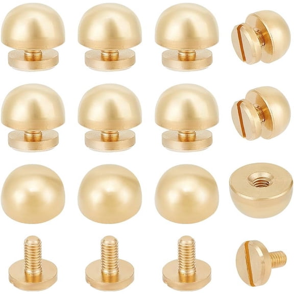 16pcs Metal Round Metal Studs Screw Back Rivets Handbag Purse Feet Flat Head Screws Buttons Studs Buckle