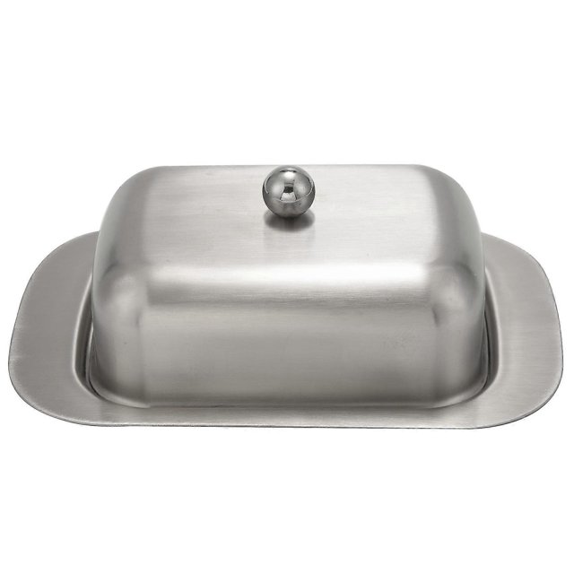 Stainless Steel Butter Dish Box Container Elegant Cheese Server Storage Keeper Tray With Easy To Ho