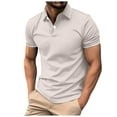 thumbnail image 2 of Mens Slim Fit Solid Polo Shirt Short Sleeve Classic T Shirt Relaxed Casual Summer Top Tee Grey XXXL, 2 of 8