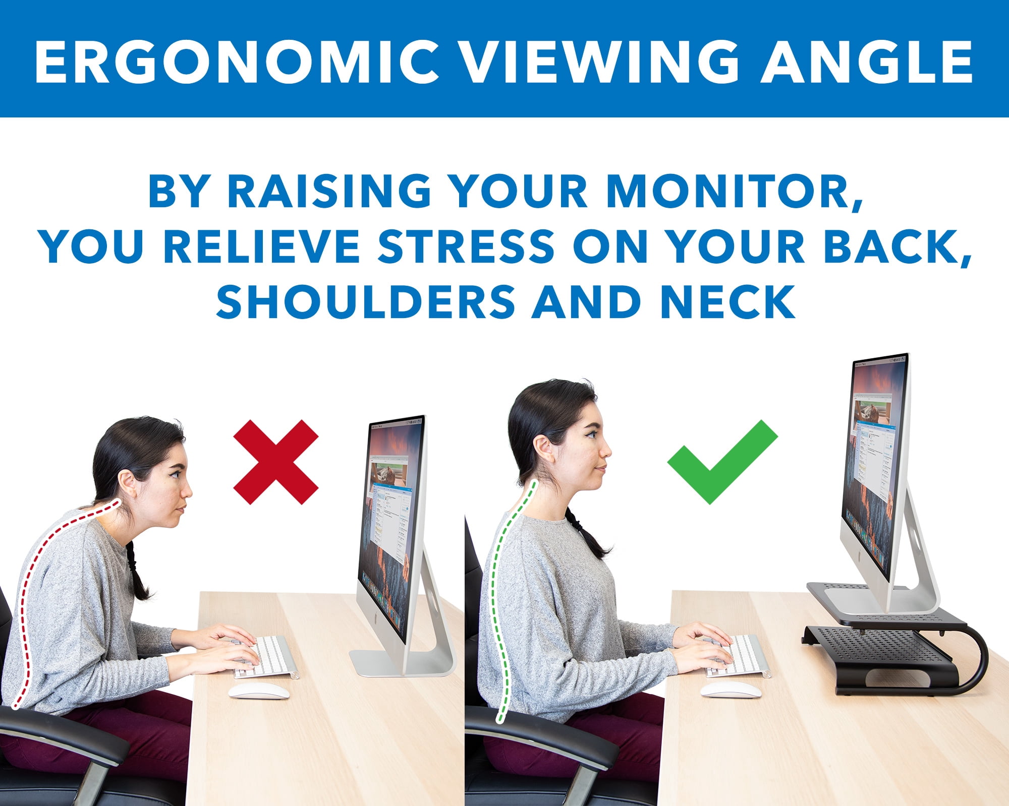 Mount-It! Two Tier Monitor Riser | Fits 13-32 Inch Screens | Storage Shelf