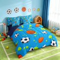thumbnail image 2 of Manfei Boys Soccer Basketball King Bedding, Sports King Bed in a Bag, Bright Blue Lime, Navy Reversible 7 Pieces, 2 of 6