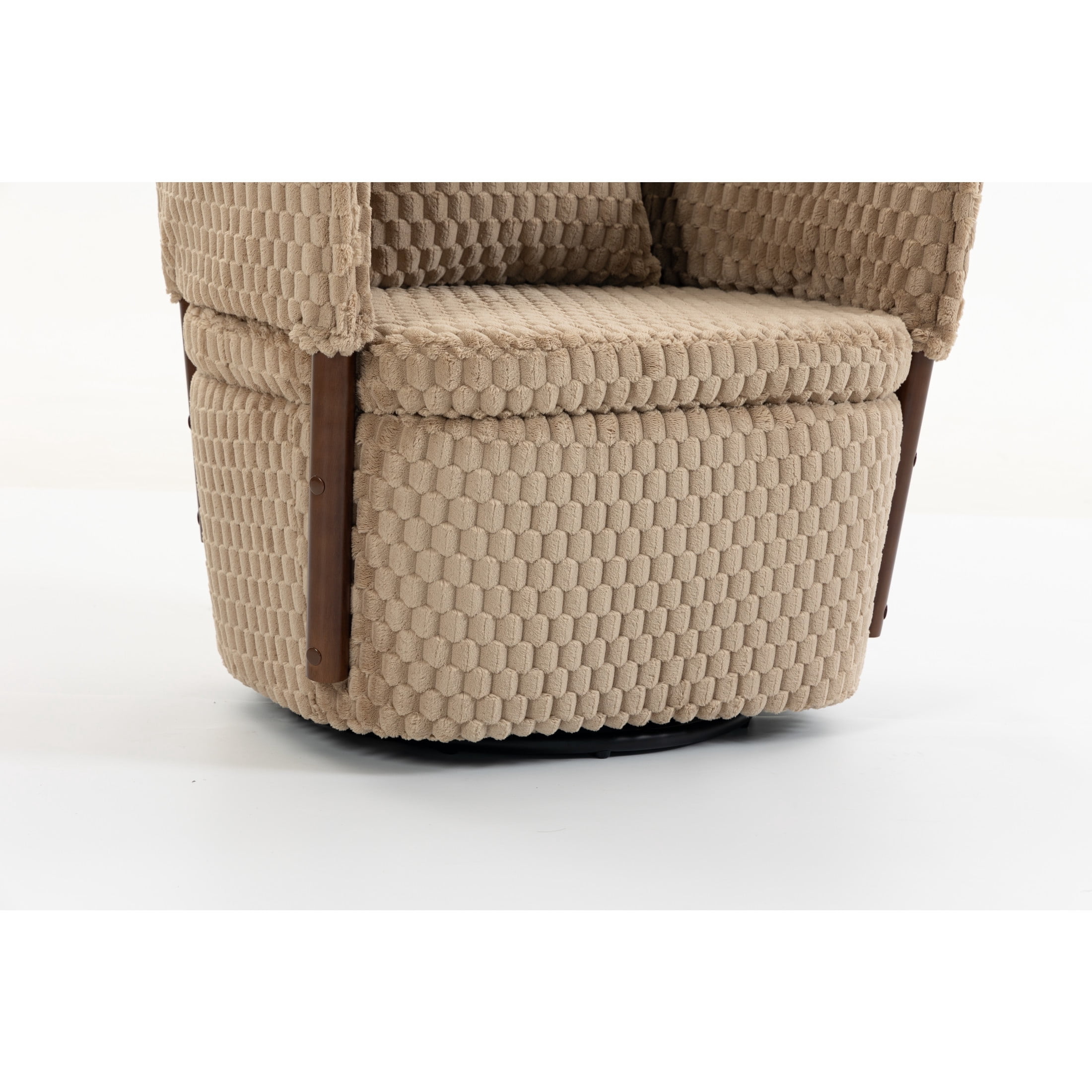 GDF Studio Derwin Mid-Century Modern 360° Swivel Accent Chair with Storage, Reading Armchair for Living Room, Khaki