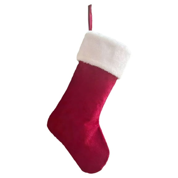 1 Pcs Red Velvet with White Super Soft Plush, Cuff Xmas Stockings Classic Personalized Stocking Decorations, Jumbo Christmas Stocking Red Plush for Family Holiday Season Décor
