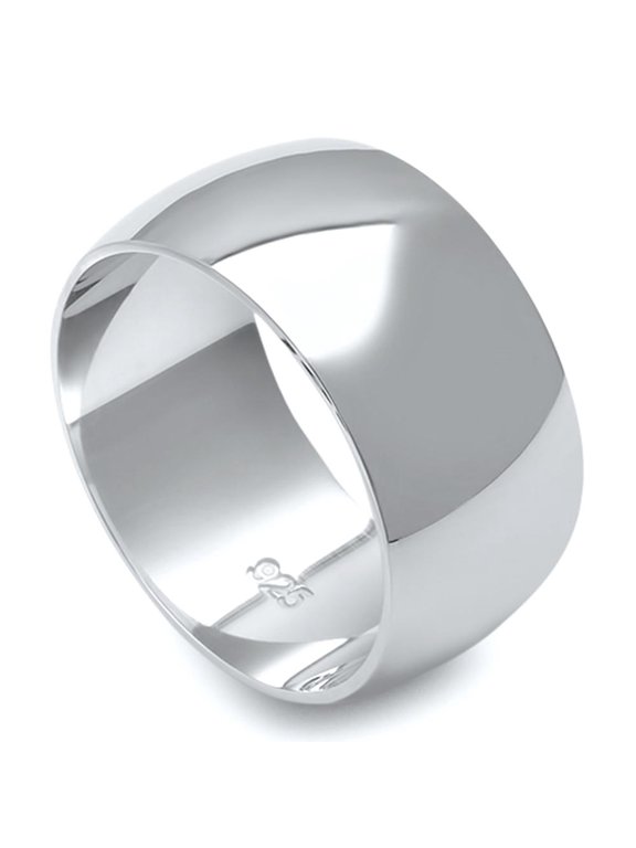 Sterling Silver Round Plain Bridal Band Ring 10MM Size 9