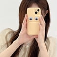 thumbnail image 3 of Compatible with iPhone 13 Pro Max Candy Color Case Glossy Big Eyes Cute Funny Thin Slim Soft Lens Protection Aesthetic Shockproof Protective Cover for Women Girls Yellow, 3 of 6