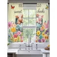 thumbnail image 2 of HELLO Sweet Cheeks Sheer Curtains 2 Panels Set Flowers Cars Cows Pigs Butterflies Yellow Sheer Window Curtains Light Filtering Rod Pocket Voile Drapes for Bedroom Living Room 52"x63", 2 of 9