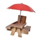 thumbnail image 5 of Comedero de mesa para ardillas, mesa de Picnic de madera, resistente con banco y tabla de alimentación funcional con paraguas para exteriores, 5 of 9