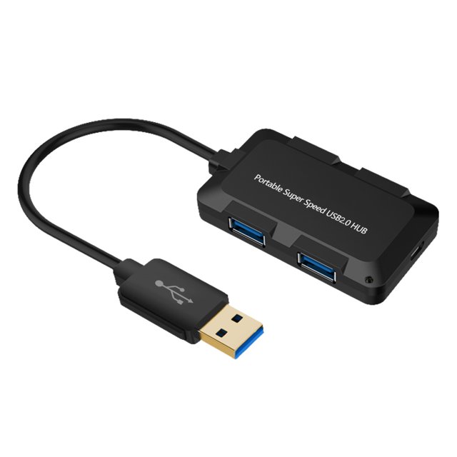 Kearding 4-en-1 USB Hub Office Laptop Docking Station Driver Free Splitter U-disk Adaptador Convertidor Accesorios de computadora Cables de computadora USB2.0