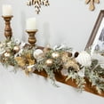 thumbnail image 3 of Northlight Glittered Poinsettia and Ornaments Artificial Christmas Garland - 6' x 7" - Unlit, 3 of 8