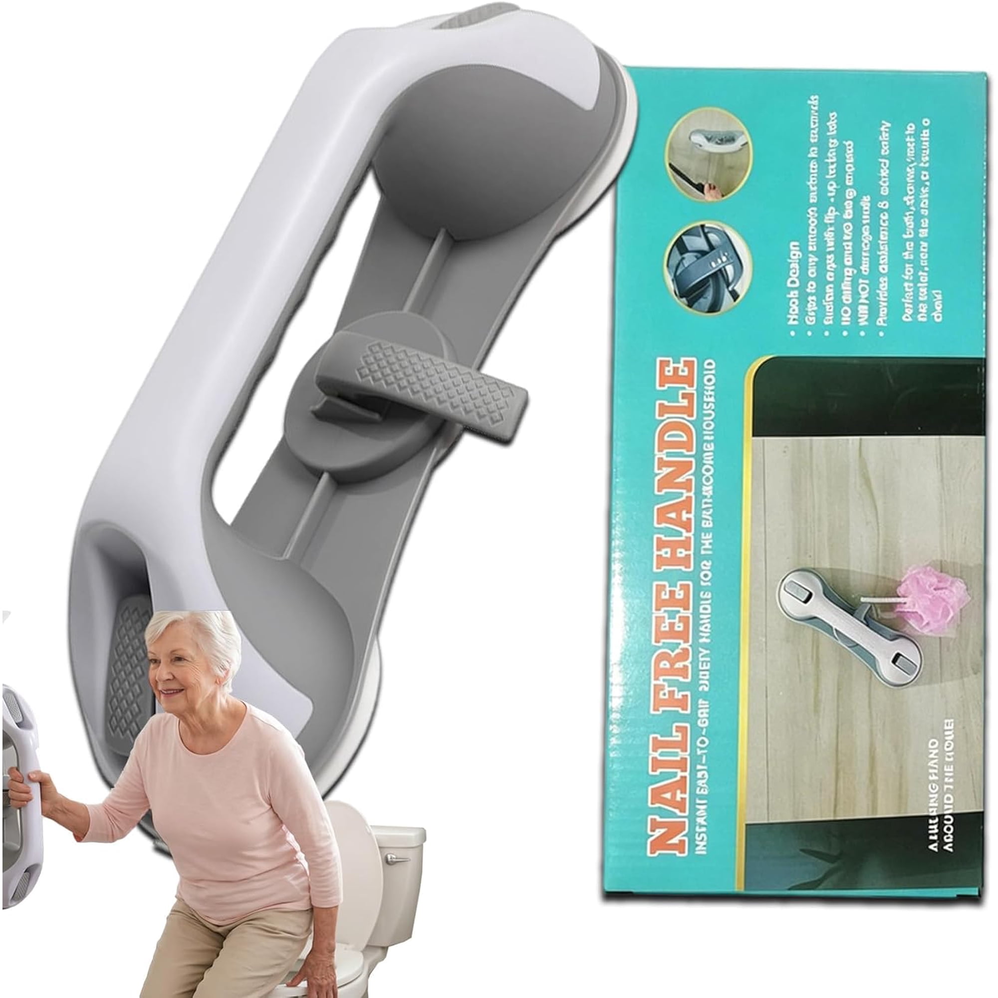 Drill-Free Suction Grab Bar, Anti-Slip Stable Grip Safety Bar, 3 Suction Cups Stablegrip Shower Grab Bars, Bathroom Handle Bars for Elderly, No Drilling, Minimum Load Capacity 300 Lbs (1PC)